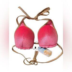 Velvet pink and gold bikini top XL